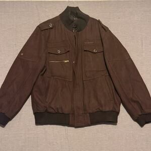 Rocawear Wool Blend bomber jacket black size 2XL zip and buttons (b)